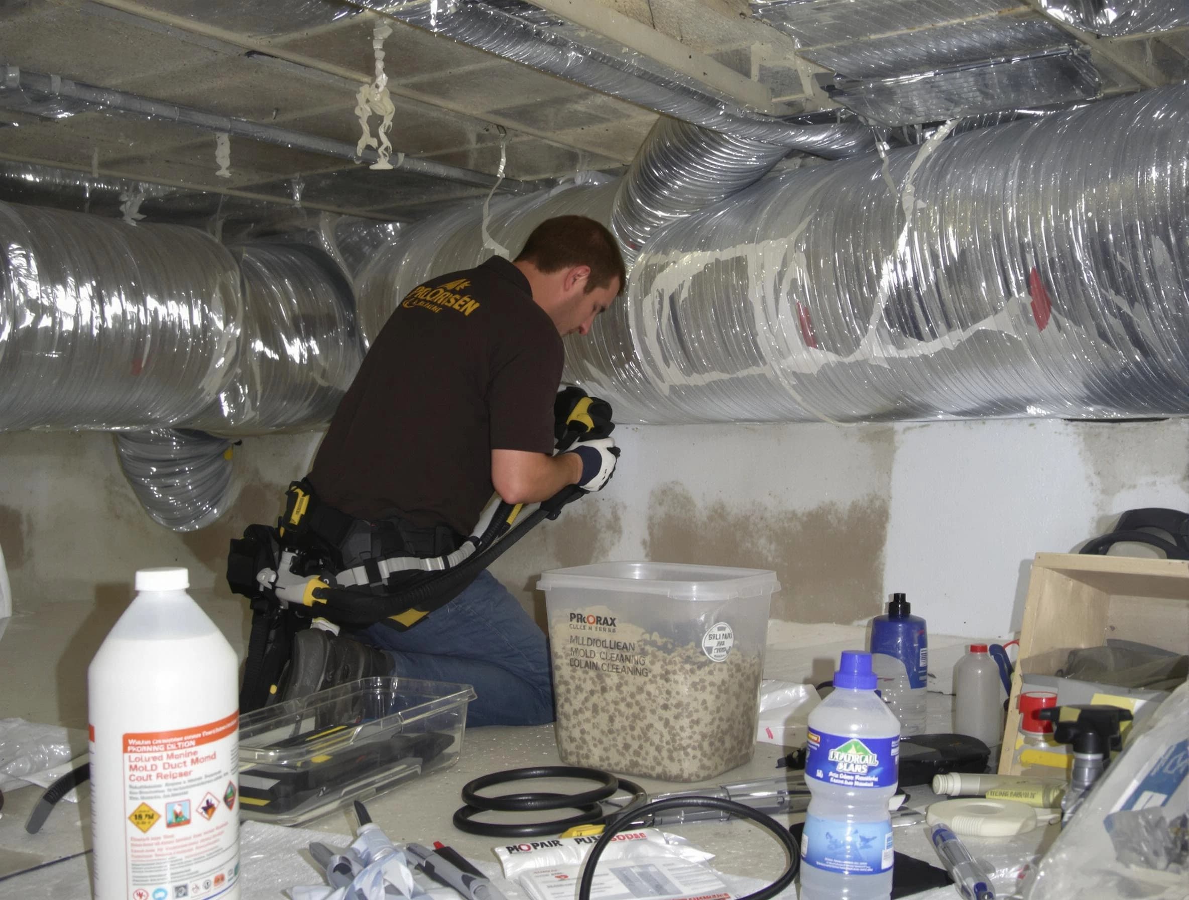 Oneonta Air Duct Cleaning specialist performing professional mold removal from air ducts in Oneonta