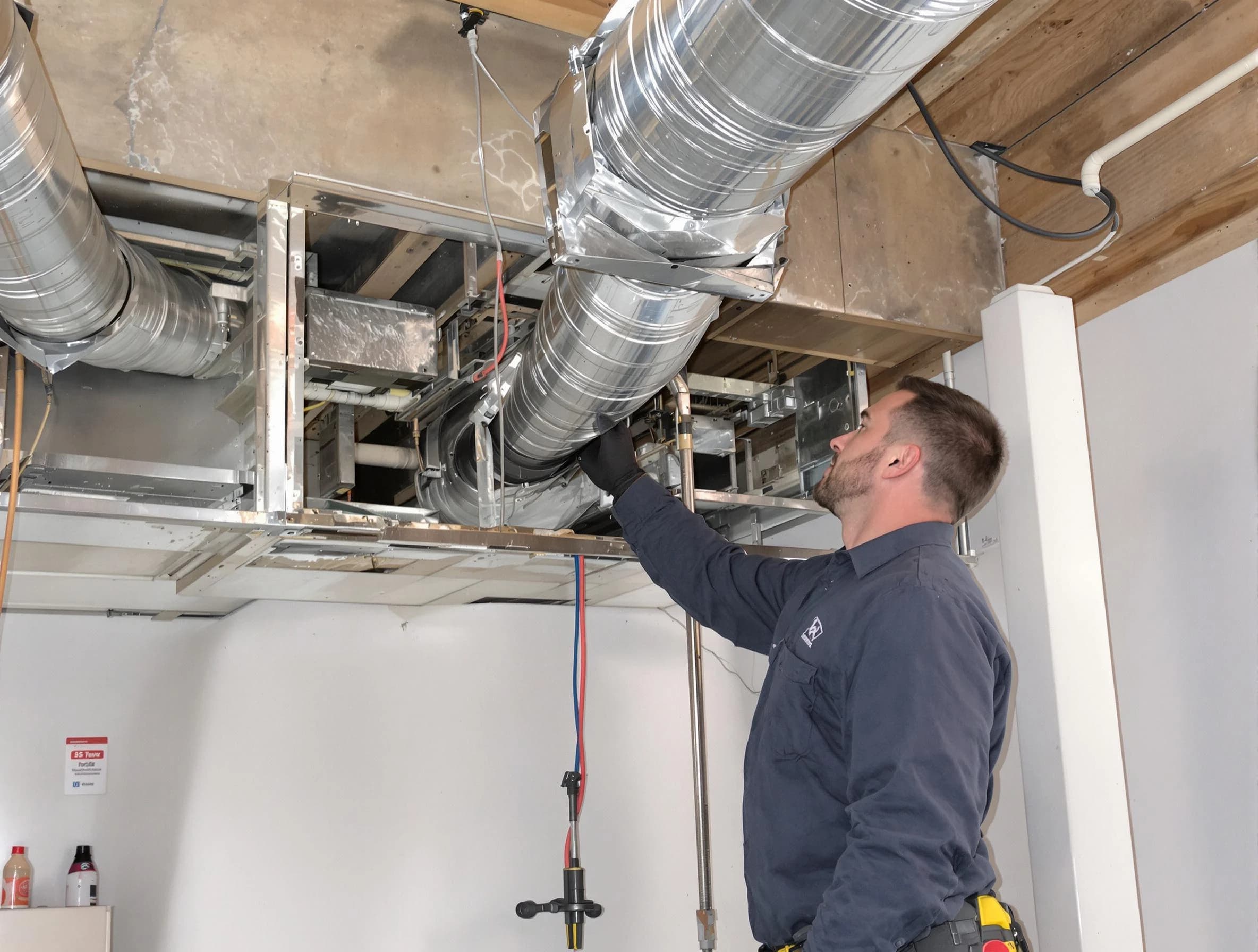 Oneonta Air Duct Cleaning technician performing professional air duct repair using specialized tools in Oneonta