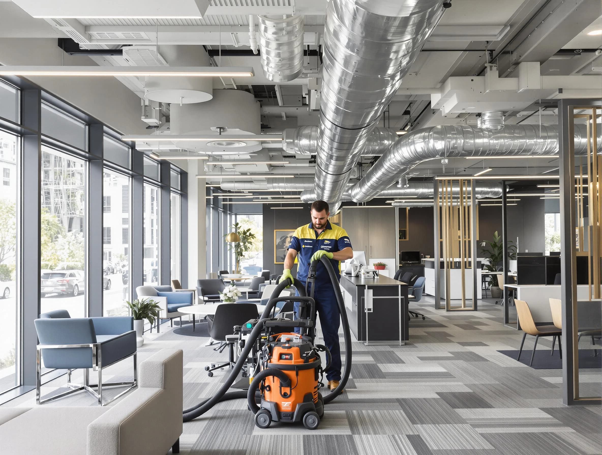 Oneonta Air Duct Cleaning team performing thorough commercial duct cleaning at a Oneonta business center