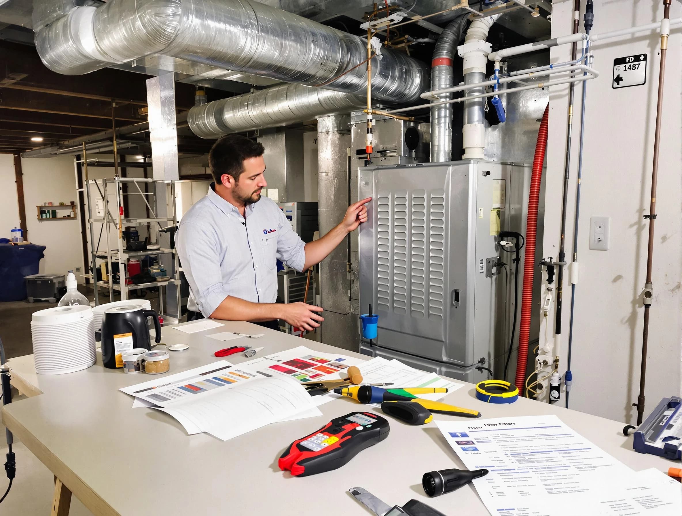 Oneonta Air Duct Cleaning inspector conducting detailed filter system evaluation using professional diagnostic tools in Oneonta